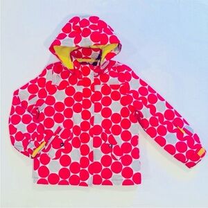 Mini Boden Spotted Waterproof Jacket Girls 7-8 Y Pink Polka Dots Winter Hooded